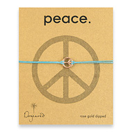 small peace bracelet rose gold dipped on turquoise irish linen