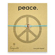small peace bracelet rose gold dipped on turquoise irish linen