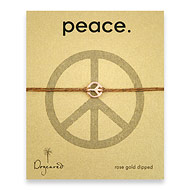 small peace bracelet rose gold dipped on tobacco irish linen