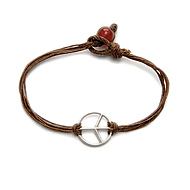 peace bracelet sterling silver on irish linen tobacco