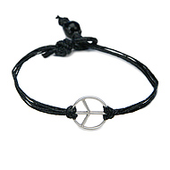 peace bracelet sterling silver on black irish linen