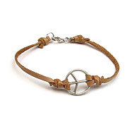 peace bracelet sterling silver on latte leather