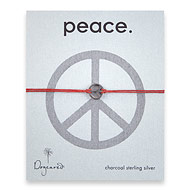 small peace bracelet charcoal on red irish linen