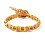 leather collection honey and purple metallic parallel bracelet