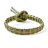 leather collection moss and lavender metallic parallel bracelet