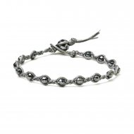 gifts to go collection braided steel leather and hematine gem bracelet