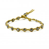gifts to go collection braided moss leather and hematine gem bracelet