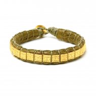 gifts to go collection gold dipped square bead & olive leather bracelet