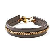 leather collection chocolate and bronze metallic braided bracelet