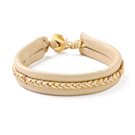 leather collection sahara and gold metallic braided bracelet