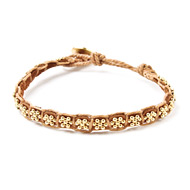 leather collection honey and gold daisy chain bracelet
