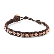 leather collection chocolate and rose gold daisy chain bracelet