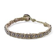leather collection taupe and charcoal daisy chain bracelet