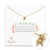 it's the little things gold dipped necklace with angel wing charm