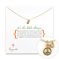 it's the little things gold dipped necklace with peace sign charm