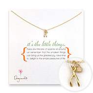 it's the little things gold dipped necklace with wishbone charm