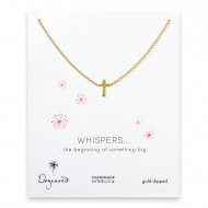 whispers small cross necklace, gold dipped