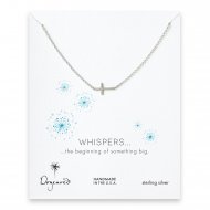 whispers sideways cross necklace, sterling silver