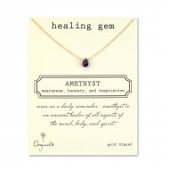 healing gem amethyst necklace, gold dipped