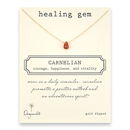 carnelian healing gem reminder necklace, gold dipped