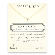 healing gem rock crystal necklace, gold dipped
