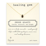 smoke quartz healing gem reminder necklace, gold dipped