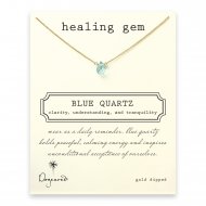 healing gem blue quartz necklace, gold dipped