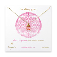healing gem briolette cherry quartz necklace, gold dipped