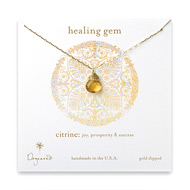 healing gem briolette citrine necklace, gold dipped