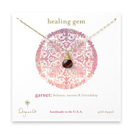 healing gem briolette garnet necklace, gold dipped