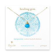 healing gem briolette turquoise necklace, gold dipped