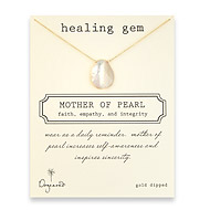 mother of pearl large healing gem gold dipped reminder necklace - 20 inch