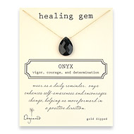 onyx large healing gem gold dipped reminder necklace - 20 inch