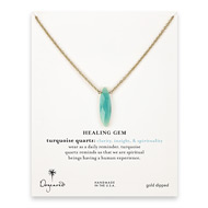 turquoise quartz marquise healing gem gold dipped necklace - 24 inches