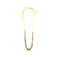 love bead necklace with natural mother of pearl beads, ivory silk tie - 60 inches