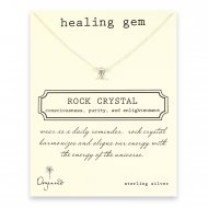 healing gem rock crystal necklace, sterling silver