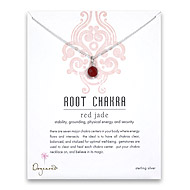 sterling silver root chakra red jade necklace