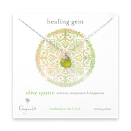 healing gem briolette olive quartz necklace, sterling silver