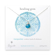 healing gem briolette turquoise necklace, sterling silver