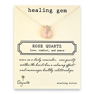 rose quartz large healing gem sterling silver reminder necklace - 20 inch