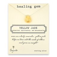 yellow jade large healing gem sterling silver reminder necklace - 20 inch