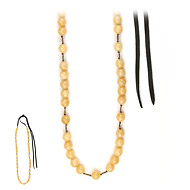 love bead necklace with yellow jade beads - 68 inches