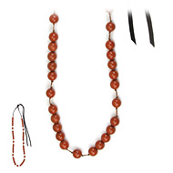 love bead necklace with red jasper beads - 68 inches