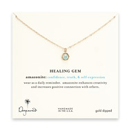 amazonite hexagon healing gem gold dipped necklace - 18 inches
