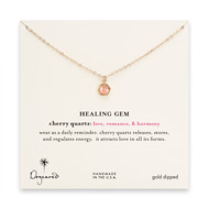 cherry quartz hexagon healing gem gold dipped necklace - 18 inches