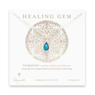 turquoise teardrop healing gem sterling silver necklace - 20 inches