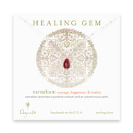 carnelian teardrop healing gem sterling silver necklace - 20 inches