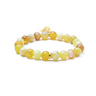 yellow opal stretch healing gem bracelet with gold tassel