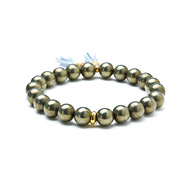 pyrite stretch healing gem bracelet with silver tassel