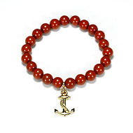 red jasper small goddess bracelet with anchor